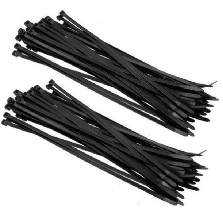 200x kabelbinders tie-wraps zwart 3,6 x 200 mm
