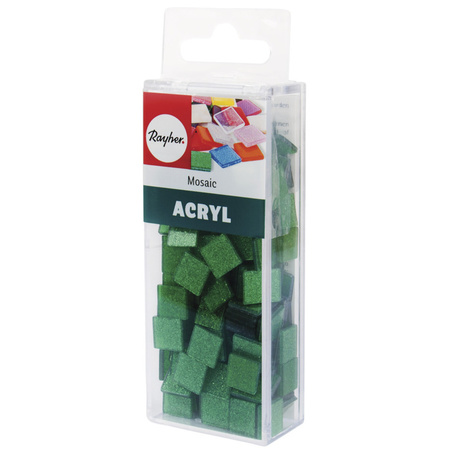 205x stuks acryl glitter mozaiek steentjes groen 1 x 1 cm