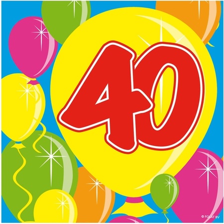 20x 40 years age party theme napkins Balloons 25 x 25 cm paper