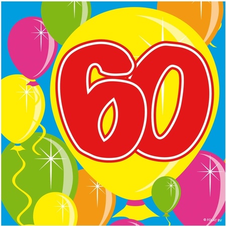20x 60 years age party theme napkins Balloons 25 x 25 cm paper