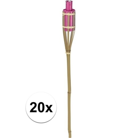 20x Bamboe tuinfakkel roze 65 cm