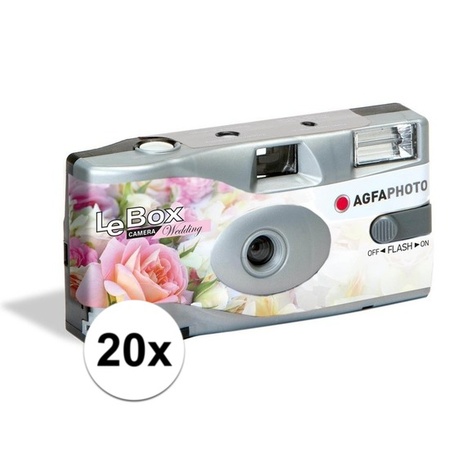 20x Bruiloft wegwerp cameras met flitser voor 27 kleuren fotos