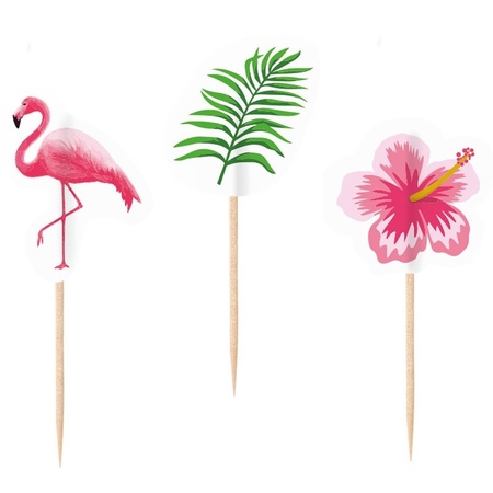 20x Flamingo print party picks