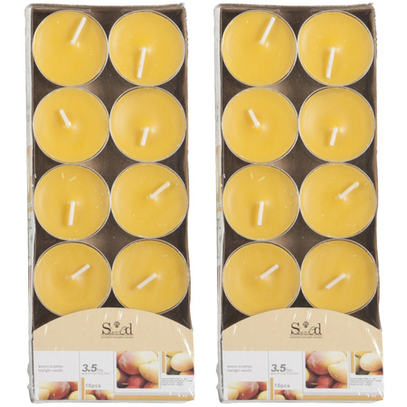 20x Geurtheelichtjes mango/geel 3,5 branduren