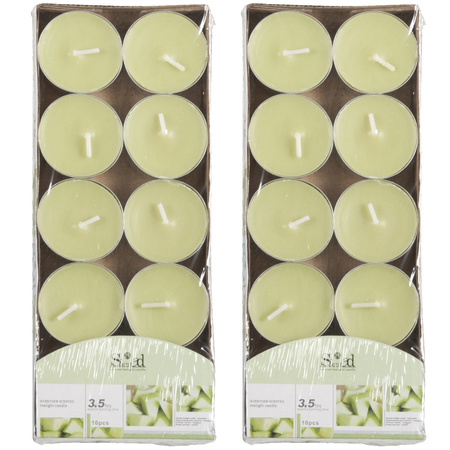20x Scented tealights candles melon/light green 3.5 hours