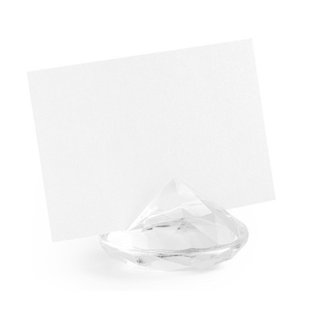 20x Place cards holders transparent diamonds 4 cm