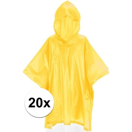 20x Yellow rain poncho for kids