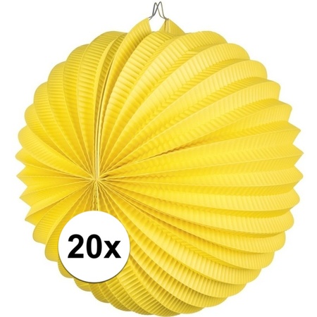 20x Lampionnen geel 22 cm