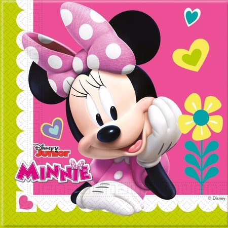 20x Minnie Mouse party theme napkins 33 x 33 cm paper