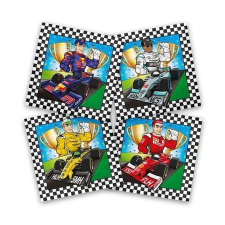 20x Race/Formule 1 themafeest servetten gekleurd 33 x 33 cm papi
