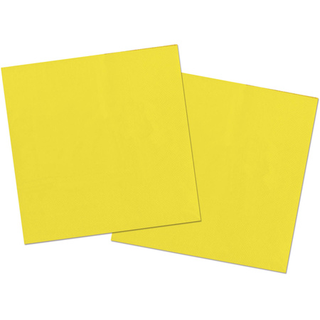 20x stuks servetten van papier geel 33 x 33 cm