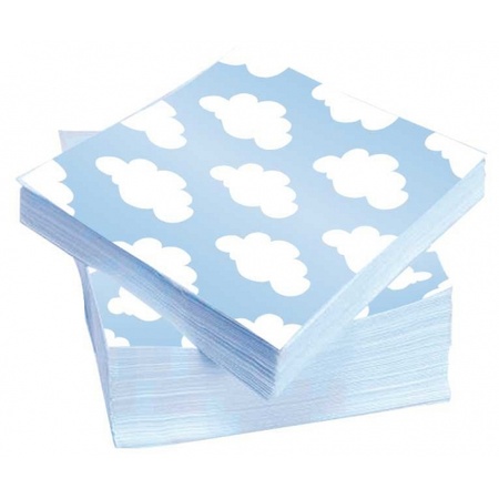 20x Birth napkins clouds blue