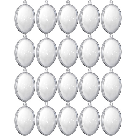 20x Transparante kunststof eieren decoratie 6 cm hobby