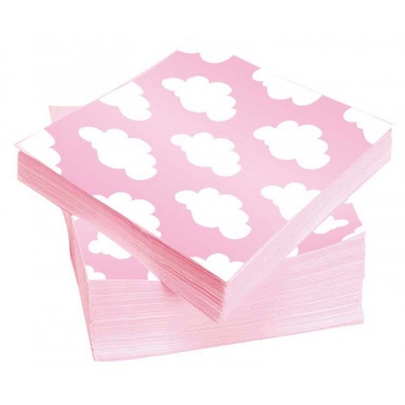 20x Birth napkins clouds pink