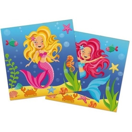 20x Mermaid party napkins 33 cm