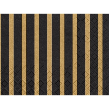 20x Zwart met gouden servetten 33 cm