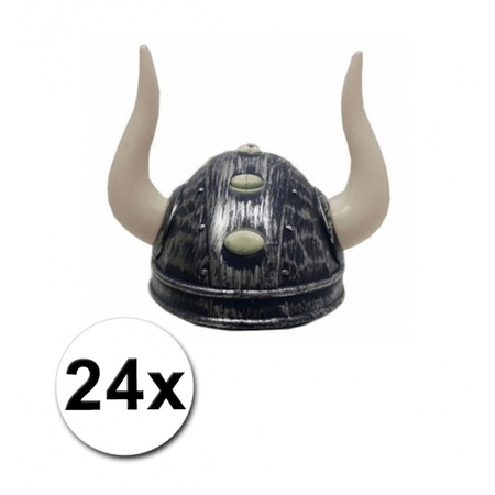 24 silver viking helmest with horns