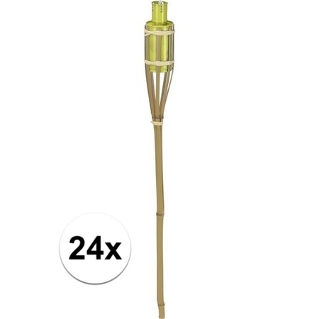 24x Bamboo garden torch yellow 65 cm