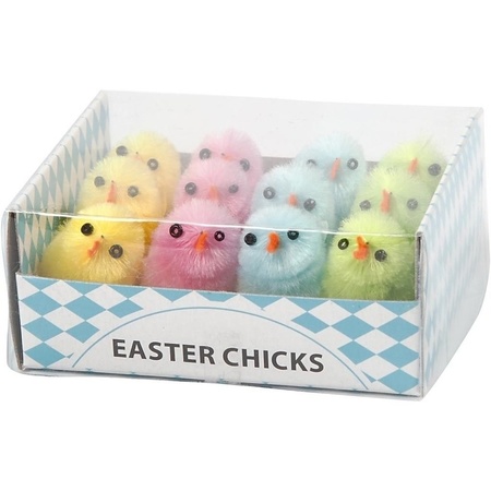 24x Colored Easter chicks 3 cm