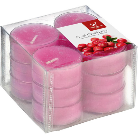 24x Scented tealights candles cranberry/pink 4 hours