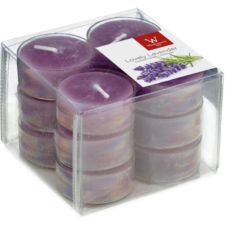 24x Scented tealights candles lavender/purple 4 hours