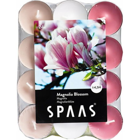 24x Scented tealights candles Magnolia Blossom 4.5 hours