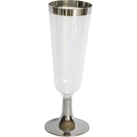 24x Luxe champagne glazen zilver/transparant 150 ml