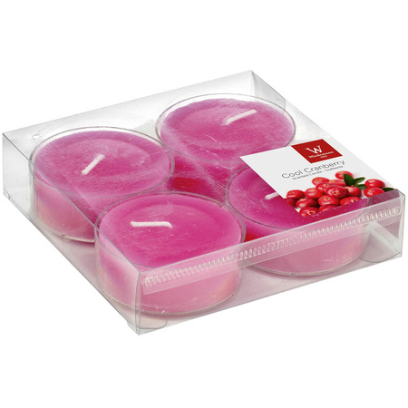24x Maxi geurtheelichtjes cranberry/roze 8 branduren