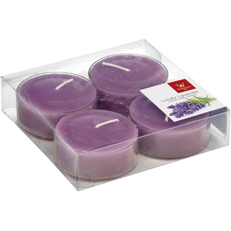24x Maxi scented tealights candles lavender/purple 8 hours