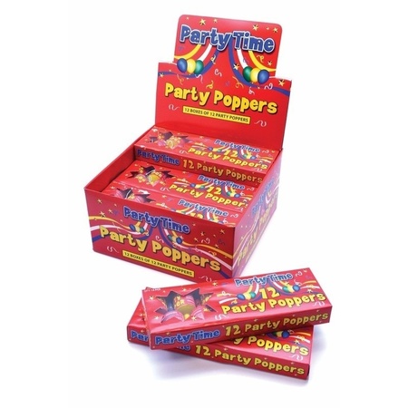 24x Party poppers champagne with coloured confetti