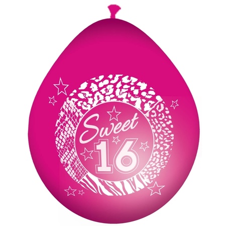 24x Pink sweet 16 age balloons