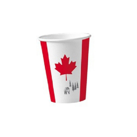 24x stuks Canada vlag kartonnen bekers 200 ml