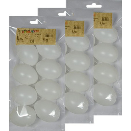 24x Witte kunststof eieren decoratie 6 cm hobby