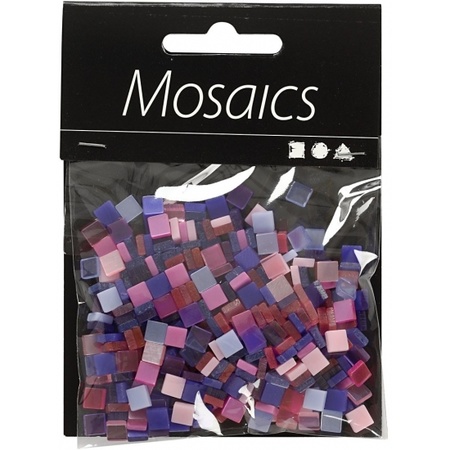 25 gram Mozaiek tegels kunsthars paars/roze 5 x 5 mm