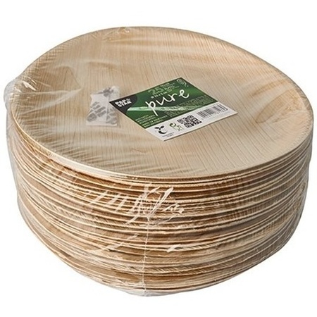 25x Duurzame biologisch afbreekbare borden palmblad 25 cm