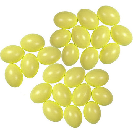 50x Light yellow plastic eggs decoration 4 and 6 cm hobby