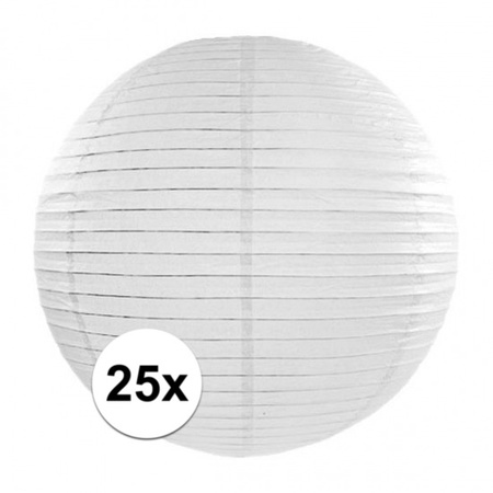 25x Luxe witte bol lampionnen van 35 cm