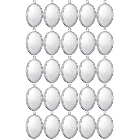 25x Transparante kunststof eieren decoratie 6 cm hobby