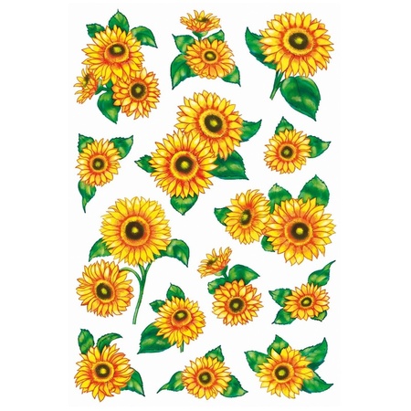 28x Sunflower stickers with glitter
