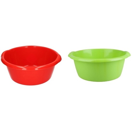 2x Dish pan green/red 10L