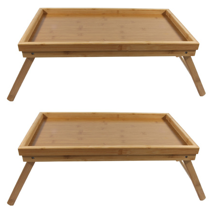 2x Bamboo breakfast in bed trays/tables 50 x 30 cm