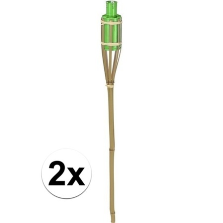 2x Bamboe tuinfakkel groen 65 cm