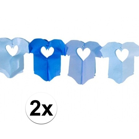 2x Blue baby garland with rompers