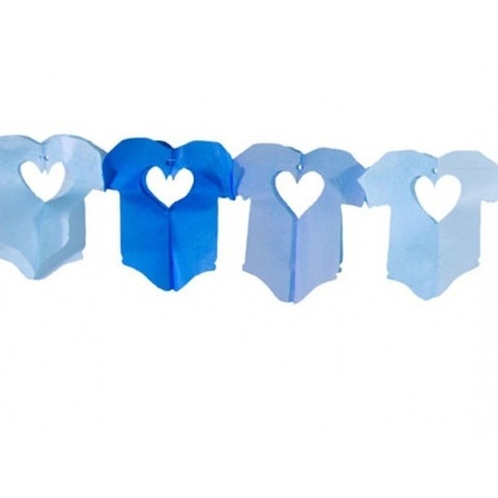 2x Blue baby garland with rompers