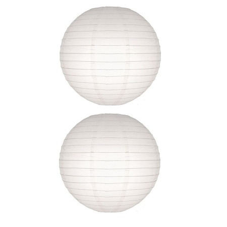 2x White paper lanterns 50 cm