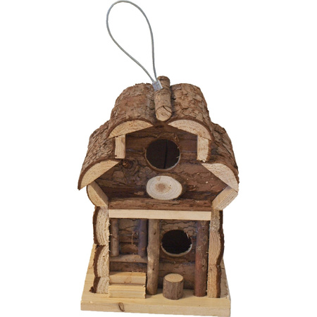 2x Hatchery/birdhouses round roof natural 15 x 15 x 21,5 cm