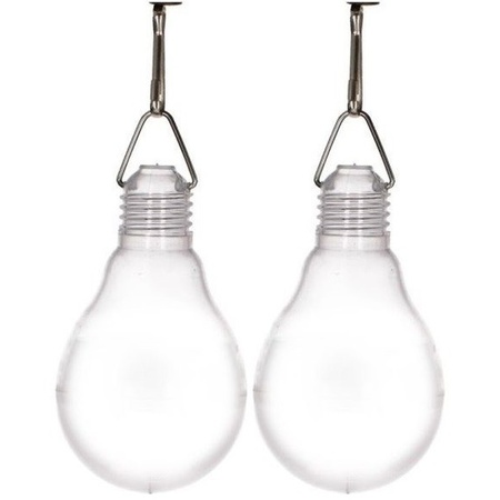2x Outdoor lighting solar lightbulbs white 11,8 cm