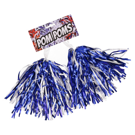 Set of 2x cheerleaders Pompoms Blue/White