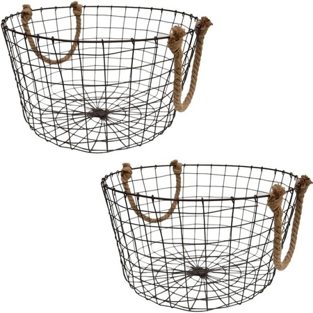 2x Metal wired storage baskets 50 x 30 cm