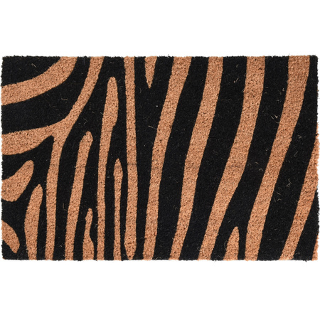 2x Dieren thema deurmatten/buitenmatten kokos tijger/zebra strepen 39 x 59 cm